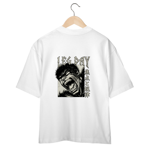 Camiseta Oversized "Leg Day" cor branco