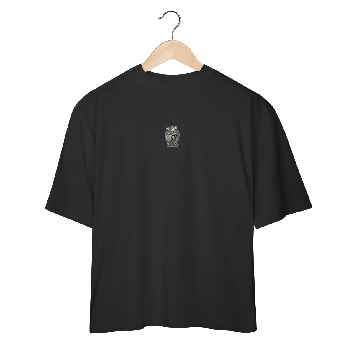 Camiseta Oversized "Louco de Pre-Treino " cor preto