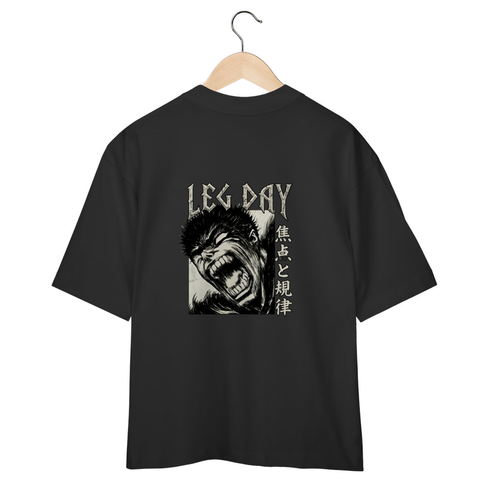 Camiseta Oversized "Leg Day" cor preta
