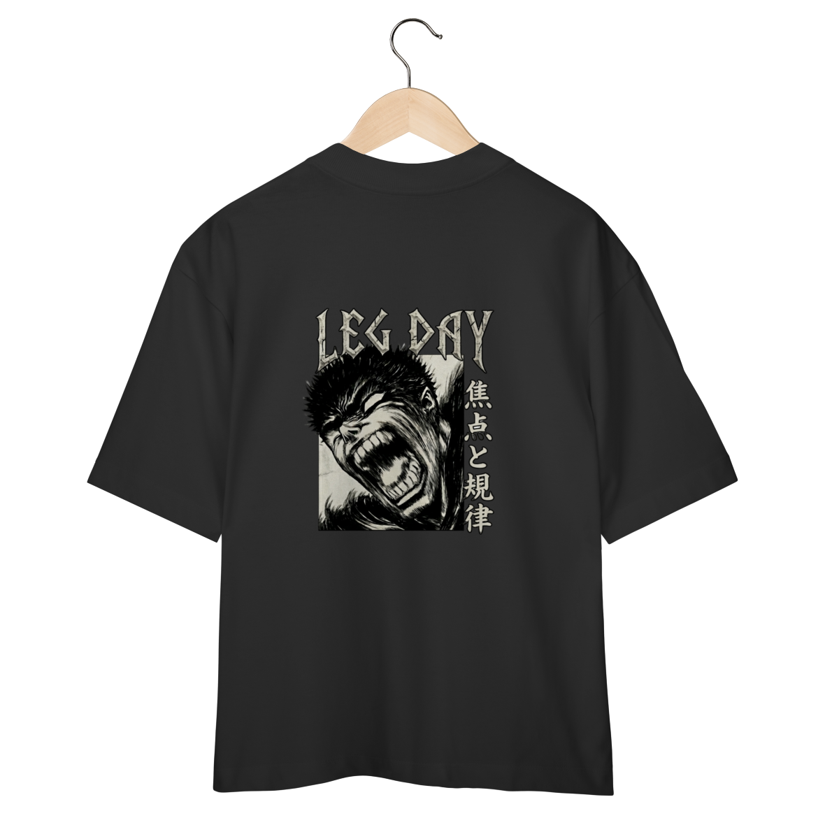 Camiseta Oversized "Leg Day" cor preta