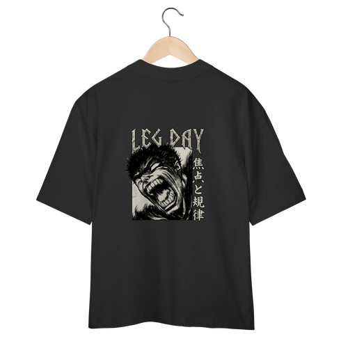 Camiseta Oversized "Leg Day" cor preta