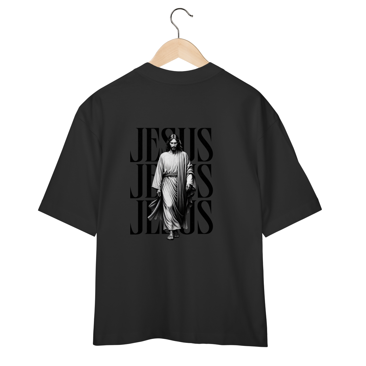 Camiseta Oversized"Jesus"Cor preto