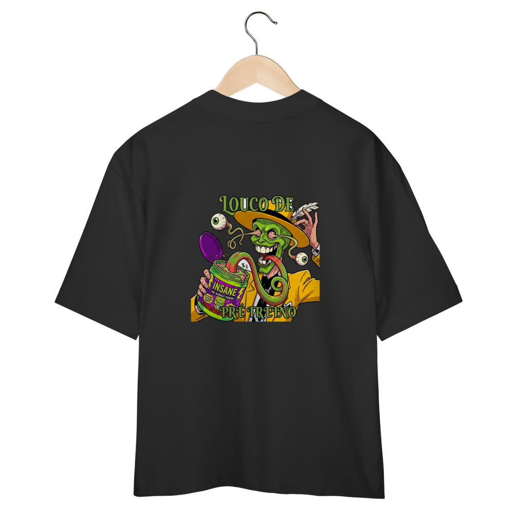 Camiseta Oversized "Louco de Pre-Treino " cor preto
