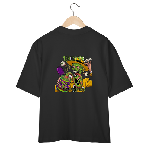 Camiseta Oversized "Louco de Pre-Treino " cor preto