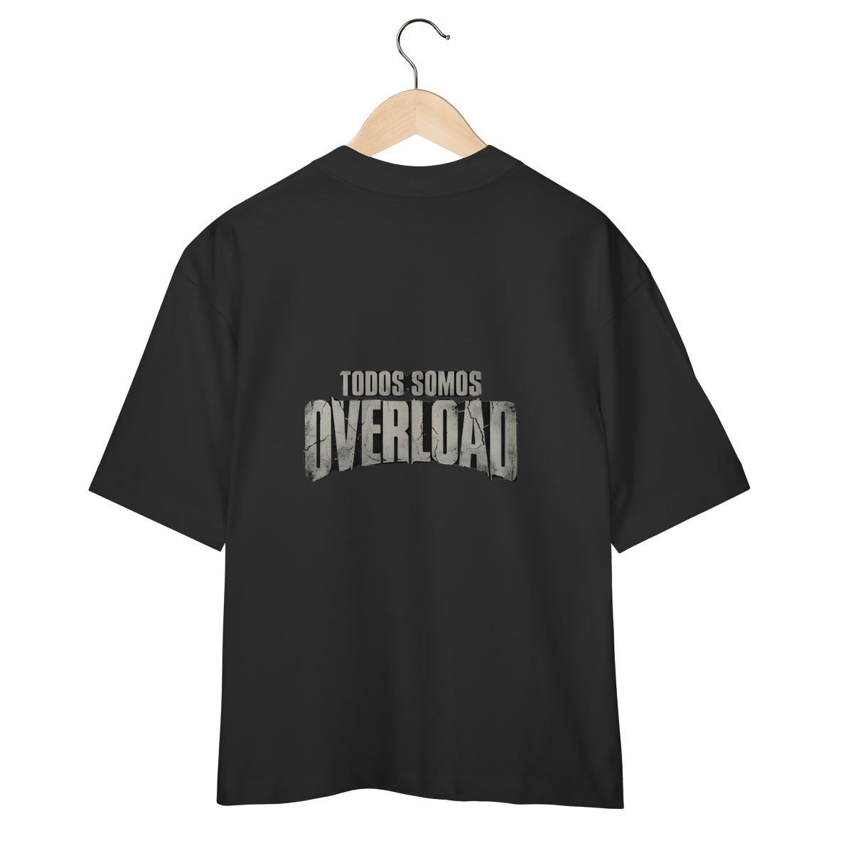Camiseta Oversized "Todos Somos Overload" Cor Preto