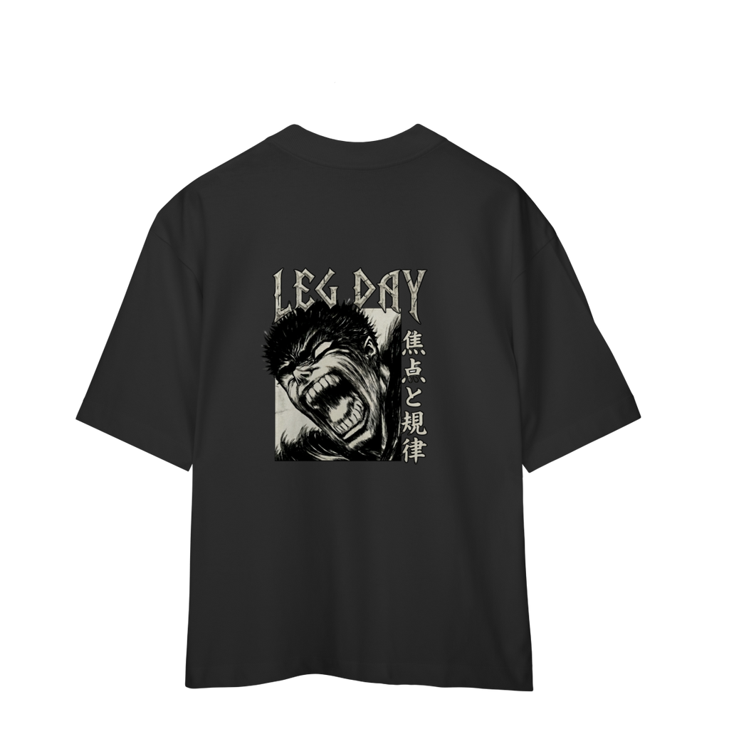 Camiseta Oversized "Leg Day" cor preta