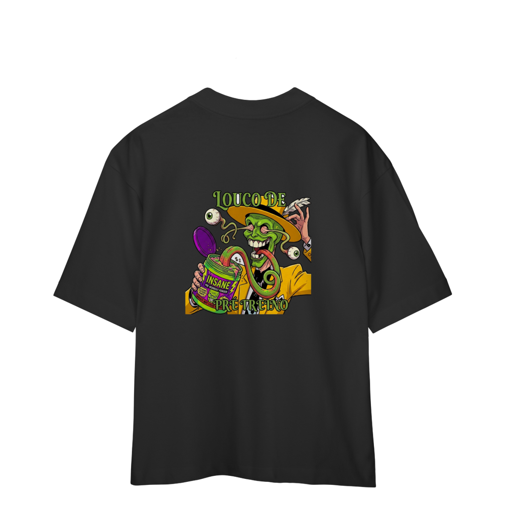 Camiseta Oversized "Louco de Pre-Treino " cor preto