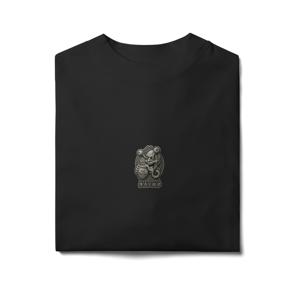 Camiseta Oversized "Louco de Pre-Treino " cor preto
